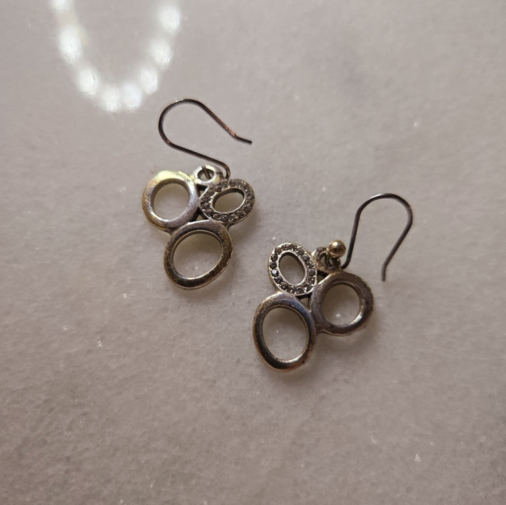 Brighton Caliope French Wire Silver Tone Clear Swarovski Crystal Loop Earrings